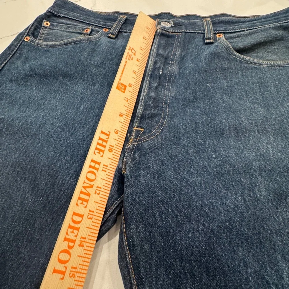 Levis 501 Original Fit Mens Jeans Dark Wash Indigo Blue Button Fly 35x30